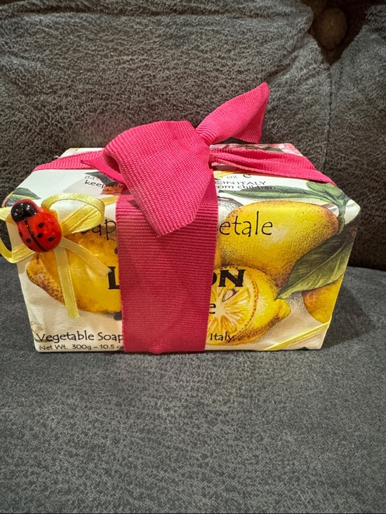 italian soap Other - Lemon & PeachVegetable Soap Gift Bar Set (2) with Pink Ribbon